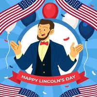 Abraham Lincoln Birthday Concept with Flags and Balloon vector