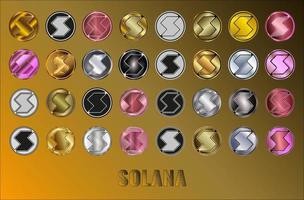 Set Solana coin SOL cryptocurrency icon. Digital currency. Altcoin symbol. Secure cryptocurrency based on blockchain. photo