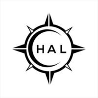 Hal resumen tecnología circulo ajuste logo diseño en blanco antecedentes. Hal creativo iniciales letra logo. vector