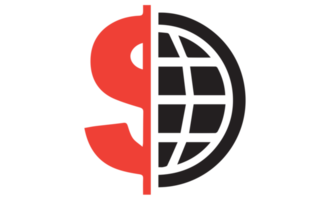 Dollar and globe icon on transparent background png