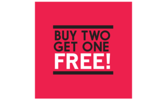 Buy Two Get One Free icon on transparent background. png