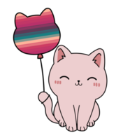 mignonne bébé chat avec une coloré ballon png