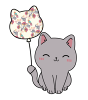 Cute baby cat with a colorful balloon png