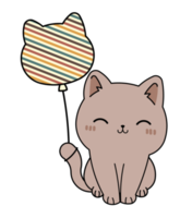 Cute baby cat with a colorful balloon png