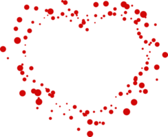 A frame in the shape of a heart consisting of red circles distributed randomly png