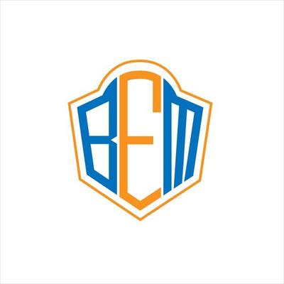 BEM abstract monogram shield logo design on white background. BEM creative initials letter logo.