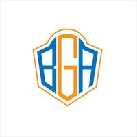BGA abstract monogram shield logo design on white background. BGA creative initials letter logo. vector