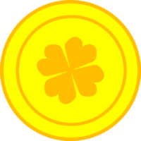 oro moneda representando un cuatro hojas trébol png