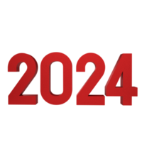 The red 2024 number png image for new year concept 3d rendering