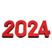 The red 2024 number png image for new year concept 3d rendering