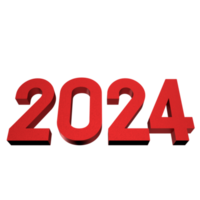 il rosso 2024 numero png Immagine per nuovo anno concetto 3d interpretazione