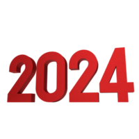 The red 2024 number png image for new year concept 3d rendering