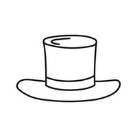 Top hat cylinder. Cartoon style. Hand drawn line art vector illustration isolated on white background.