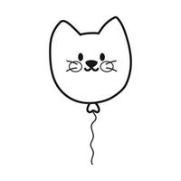 Cute cat balloon. Cartoon style. Hand drawn line art vector illustration isolated on white background.