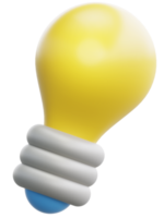 3d cute light bulb icon. Use on business creative idea and brainstorming solution 3D rendering emoji illustration png