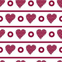 Seamless Pattern with Polka Dot Hearts, Rings and Stripes vector