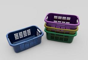 plastic Basket minimal 3d rendering on white background photo