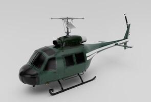 helicóptero, mínimo 3d representación en blanco antecedentes foto