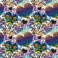 Abstract seamless pattern with rainbow heart and leopard spots.Graffiti vector endless texture