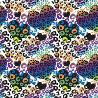 Abstract seamless pattern with rainbow heart and leopard spots.Graffiti vector endless texture