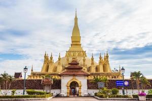 golden pagoda wat Phra That Luang in Vientiane, Laos. photo