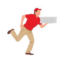 Pizza Delivery Man, Delivery Guy Holding Pizza Boxes Illustration vector