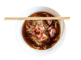 Thai Noodle Soup with Meat with clipping path. photo
