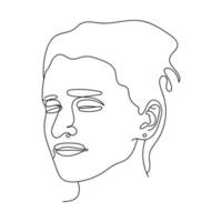 continous line woman head drawing, face of a beautiful girl vector