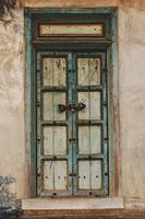 traditional old door on home wall, vintage style photo