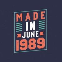 Made in June 1989. Birthday celebration for those born in June 1989 vector