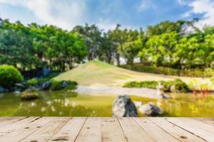 abstract blurred Pond and Water Landscape in Japanese Garden photo