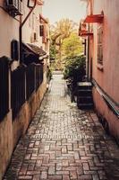 Alley with sunlight in Luang prabang, Laos. photo