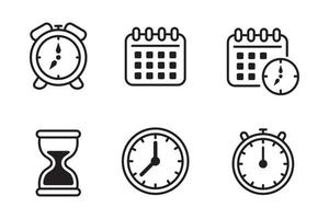 Set of time icon in simple black color vector