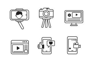 conjunto de vlog icono en negro diseño vector