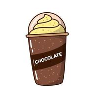 Chocolate drink in disposable cup vector illustration with cartoon style