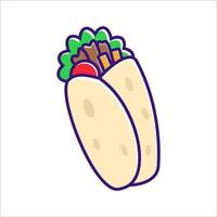 Burrito vector illustration with cute design isolated on white background