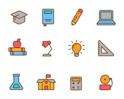 Set of school and education icons with colorful design vector