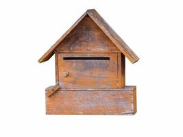 wood mailbox on isolated white with clipping path. photo