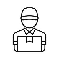 Delivery guy icon in simple linear style isolated on white background vector