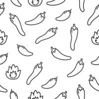 Seamless chili pattern with doodle style vector