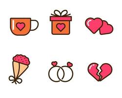 Set of romantic icon in linear color style vector