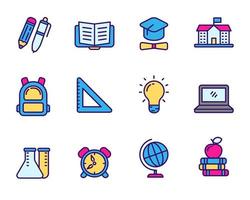 Set of education icon with colorful design isolated on white background vector