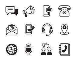 Set of communication icon with simple black color vector