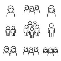 Set of people icon with linear style vector