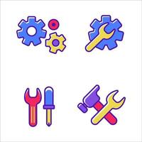 Set of repair and maintenance icon in linear color style vector