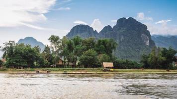 Landscape and mountain in Vang Vieng, Laos. photo