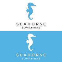 Seahorse or Hippocampus animal creative template logo design.Sea animal type. vector