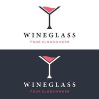 Wine logo template design with wine glasses and bottles.Logo for nightclub, bar and wine shop. vector