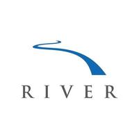 Logos of rivers, creeks, riverbanks and streams. River logo with combination of mountains and farmland with concept design vector illustration template.