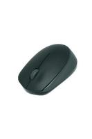 Black wireless computer mouse isolated on white background. Computer hardware. Side view. photo